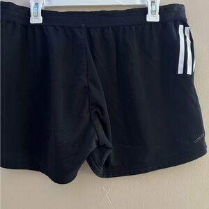 Adidas Black Athletic Shorts with White Stripes